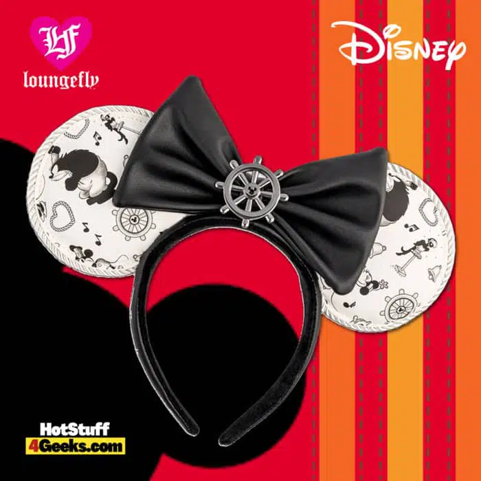 Loungefly Disney Steamboat Willie Ears Bow Rope Piping Headband