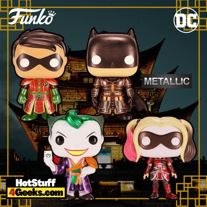 Funko POP! DC Heroes: Imperial Palace - Batman, Robin, Harley Quinn, and Joker (Metallic) Funko Pop! Vinyl Figures - LE 3000 (2021)