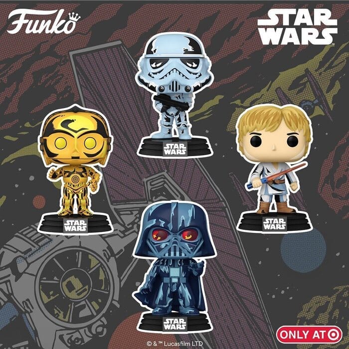 Funko POP! Star Wars: Retro Series - Darth Vader, Luke Skywalker, C-3PO and Stormtrooper  Funko Pop! Vinyl Figures (Target Exclusive)