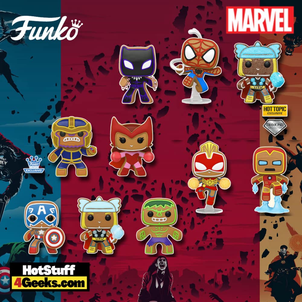 Omhoog als Bij wet 9 New Marvel Holiday Gingerbread Funko Pops! (2021)
