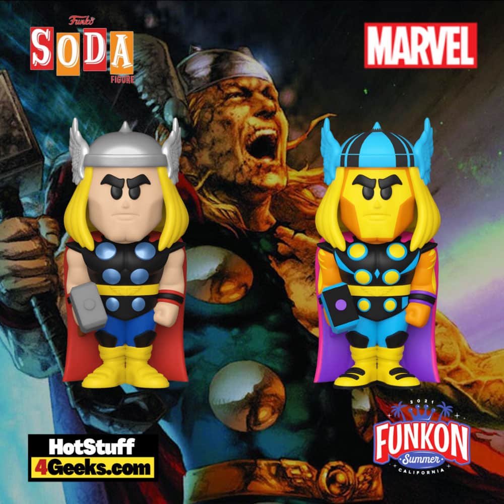 Funko Vinyl Soda: Marvel - Thor Vinyl Soda Figure With Black Light Chase Virtual FunKon 2021 - Funko Shop Shared Exclusive