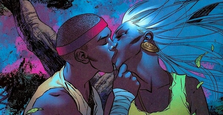 Black Panther and Storm first kiss