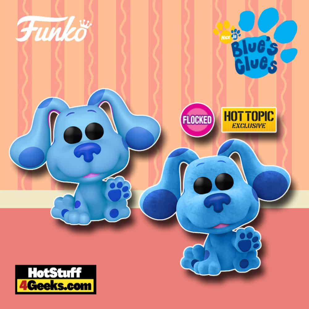 2 NEW Blue's Clues Pops! Blue and Blue Flocked Funko Pops