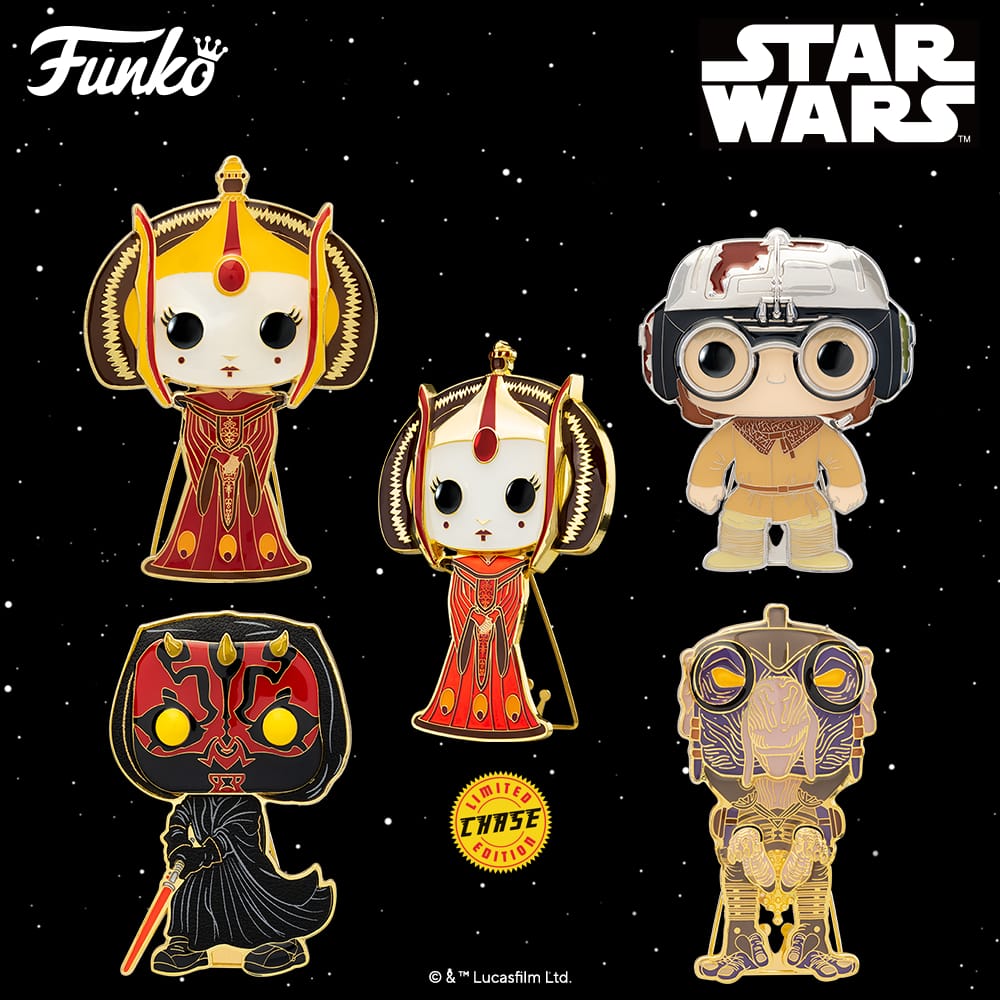 Pop! Pins: Star Wars - Young Anakin, Sebulba, Darth Maul, and Queen Amidala with Chase Large Enamel Funko Pop! Pins (2021)