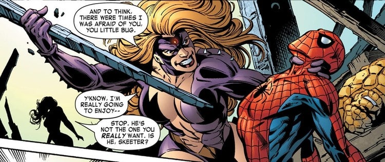 Titania confessing that she was afraid of Spider-Man