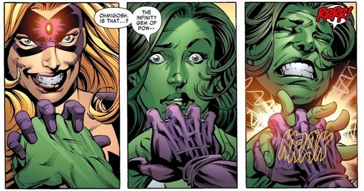 Using the Power Stone to defeat the She-Hulk