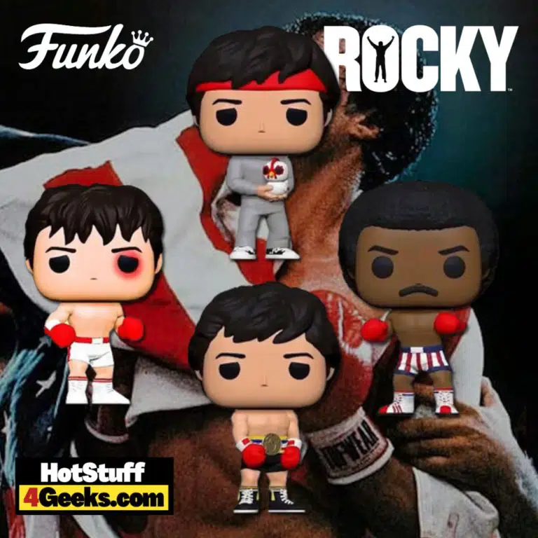 Funko Pop! Movies: Rocky Anniversary: Rocky Balboa, Apollo Creed, Training Rocky w/ Chicken, and Gold Title Rocky Funko Pop! Vinyl Figures