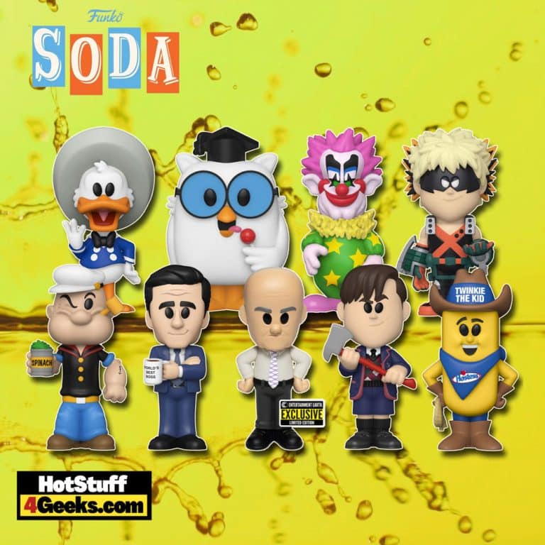 Funko Soda: Donald Duck (3 Caballeros), Spikey, Number 5, Mr. Owl, Bakugo, Popeye, Twinkie The Kid, Michael Scott, and Creed Funko Vinyl Soda Figures