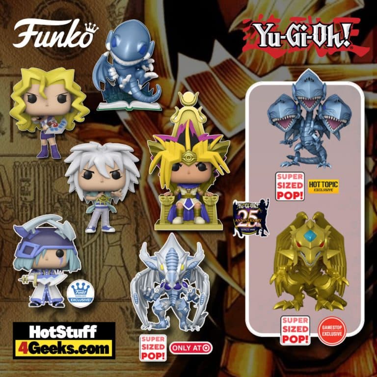 Funko Pop! Animation: Yu-Gi-Oh! - Yami Bakura, Blue-Eyes Toon Dragon, Mai Valentine, Atem Pharaoh Yugi, Stardust Dragon 6-inch, and Winged Dragon of Ra Metallic 6-inch Funko Pop! Vinyl Figures