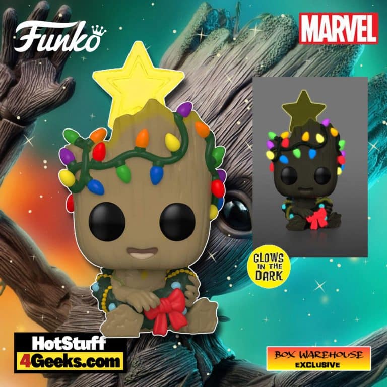 Funko POP! Marvel Holiday:  Baby Groot with Lights Glow-In-The-Dark (GITD) Funko Pop! Vinyl Figure - Box Warehouse Exclusive