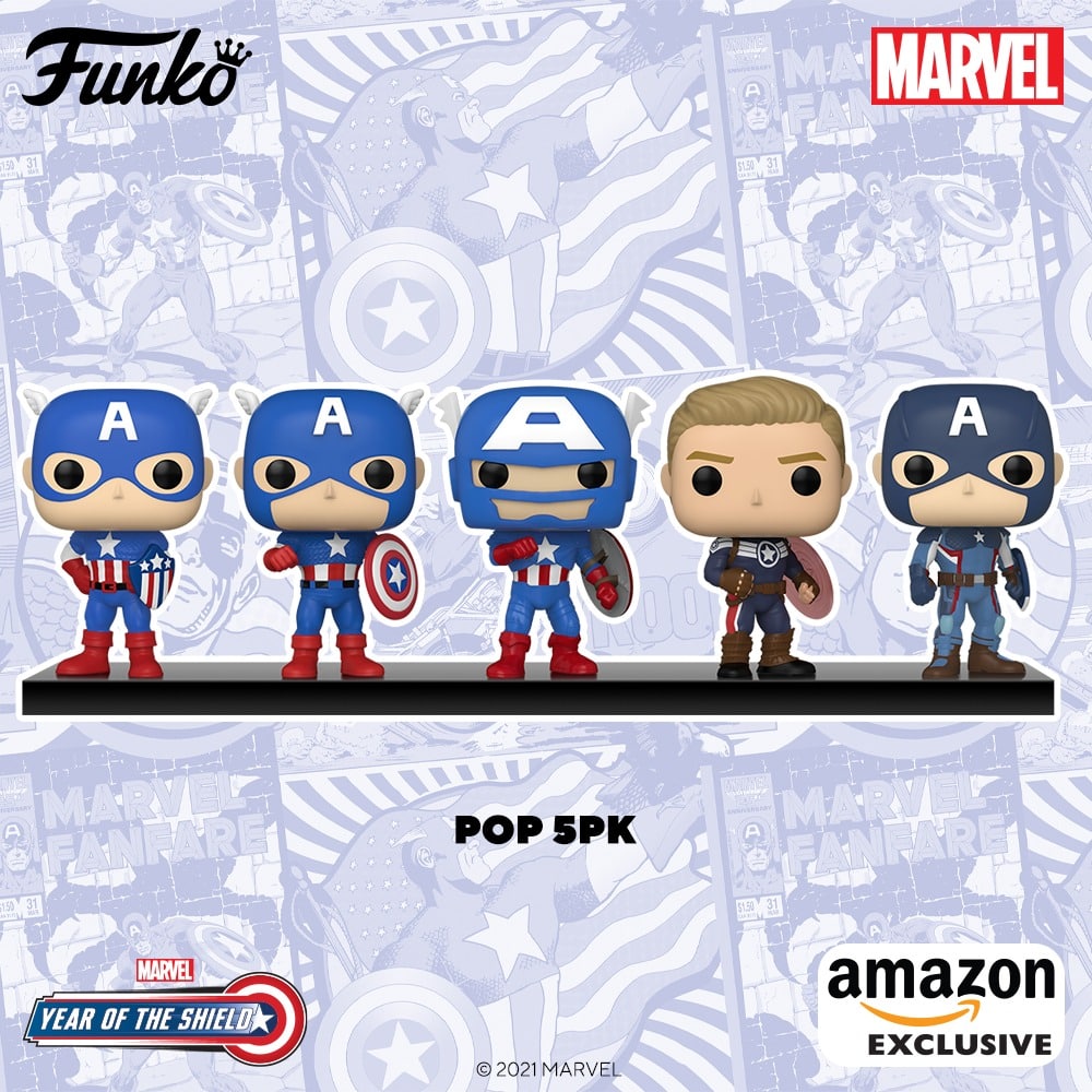 Funko Pop! Marvel: Year of The Shield - Captain America Through The Ages 5-Pack Funko Pop! Vinyl Figures -  Amazon Exclusiv