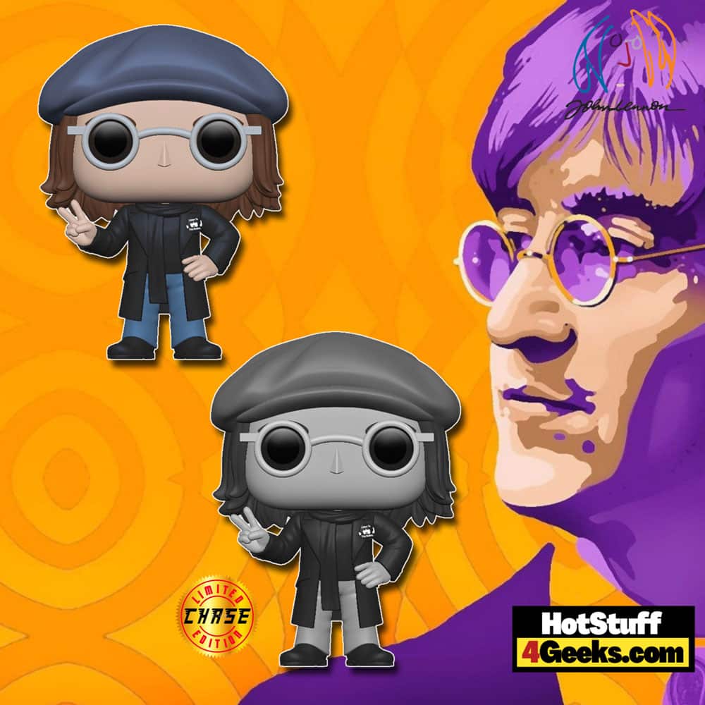 The Funko Pop! Rocks: John Lennon in Peacoat with a change of a Chase Funko Pop! Vinyl Figure - Funko Shop Exclusive