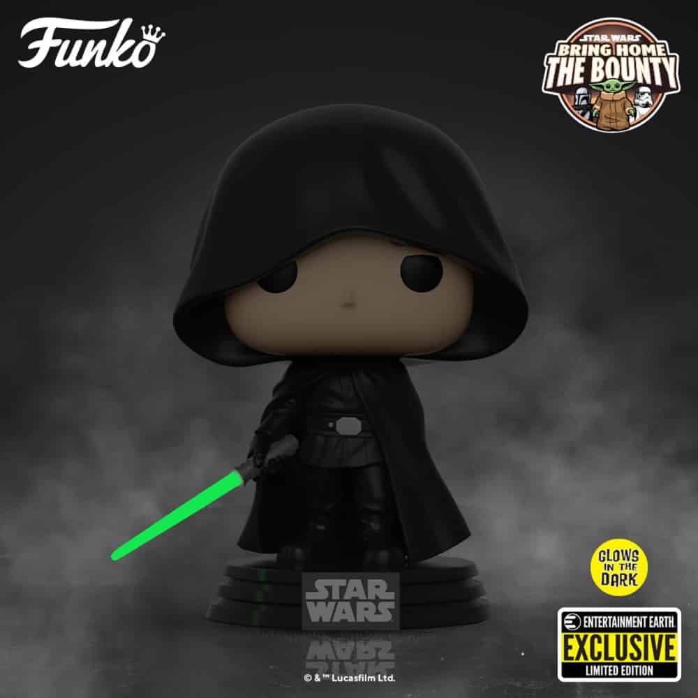 Funko Pop! Star Wars: The Mandalorian - Luke Skywalker Hooded Glow-in-the-Dark (GITD) Funko Pop! Vinyl Figure - Entertainment Earth Exclusive