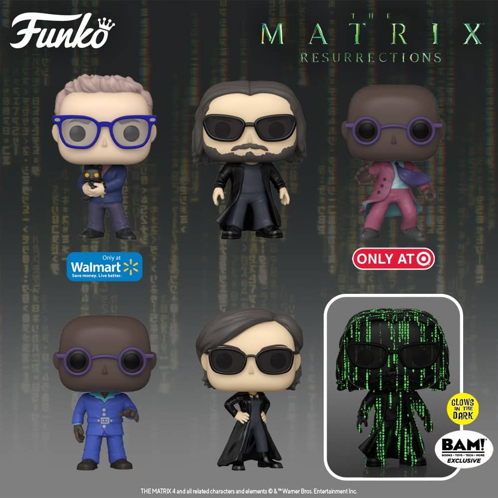 Funko Pop! Movies: The Matrix Resurrections: Morpheus, Neo, Trinity, Morpheus (Pink Suit), Neo in the Matrix, and The Analyst Funko Pop! Vinyl Figures