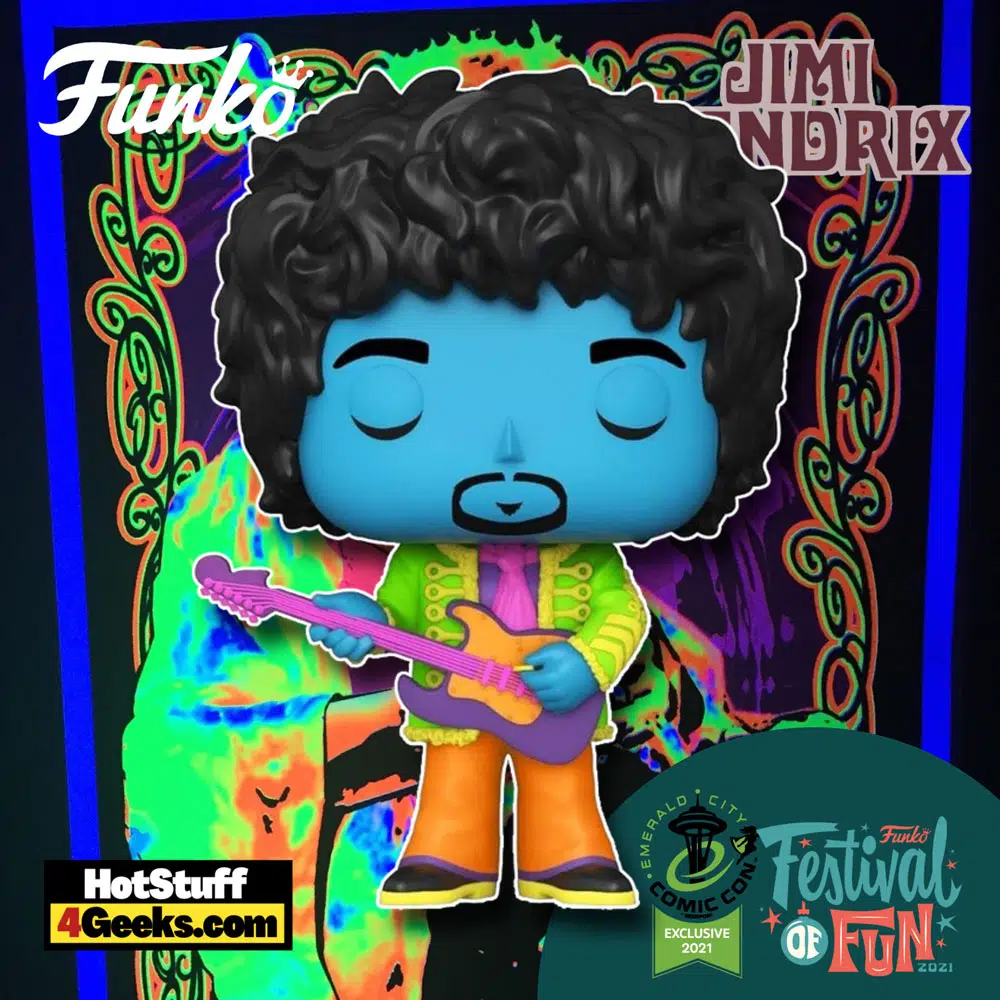 Funko Pop! Rocks: Jimi Hendrix Blacklight Funko Pop! Vinyl Figure - ECCC 2021 X Festival of Fun 2021 X Funko Shop Exclusive