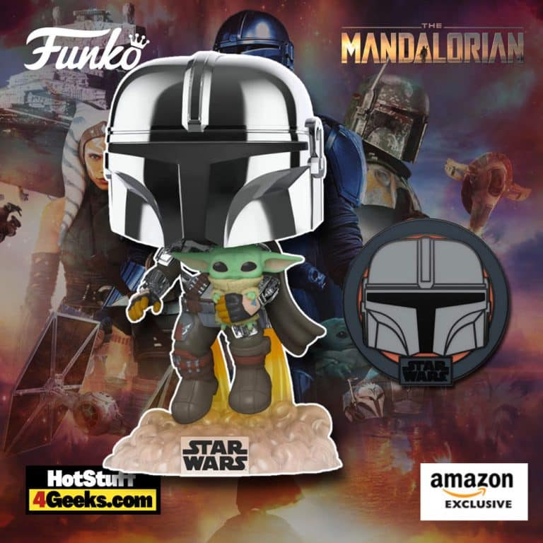 Funko Pop! Star Wars: Across The Galaxy - The Mandalorian Holding Grogu with Pin (Chrome) Funko Pop! Vinyl Figure -  Amazon Exclusive