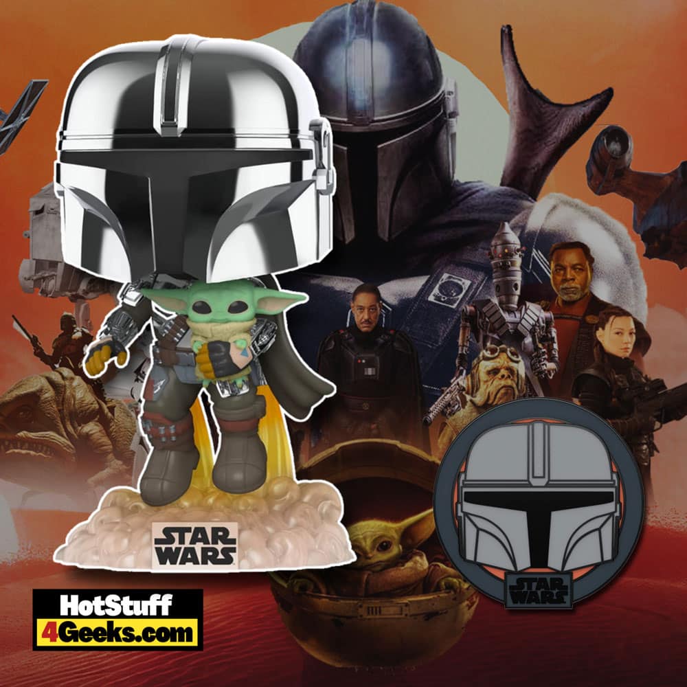 Funko Pop! Star Wars: Across The Galaxy - The Mandalorian Holding Grogu with Pin (Chrome) Funko Pop! Vinyl Figure -  Amazon Exclusive