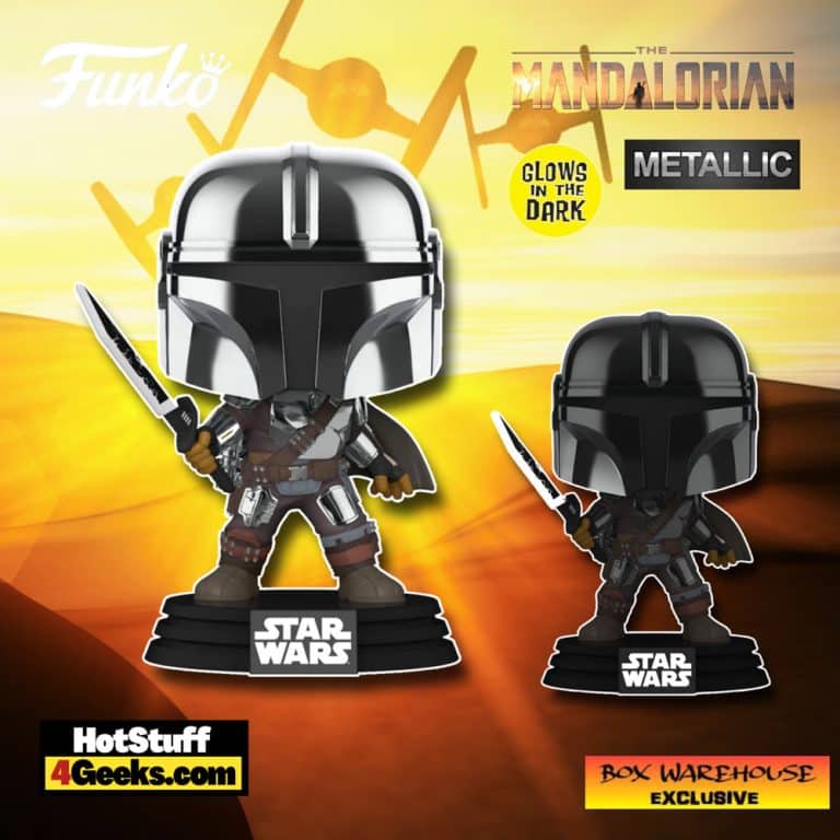 Funko POP! Star Wars: Mandalorian with Darksaber (Chrome & Glow in The Dark) Funko Pop! Vinyl Figure - Wharehouse Exclusive