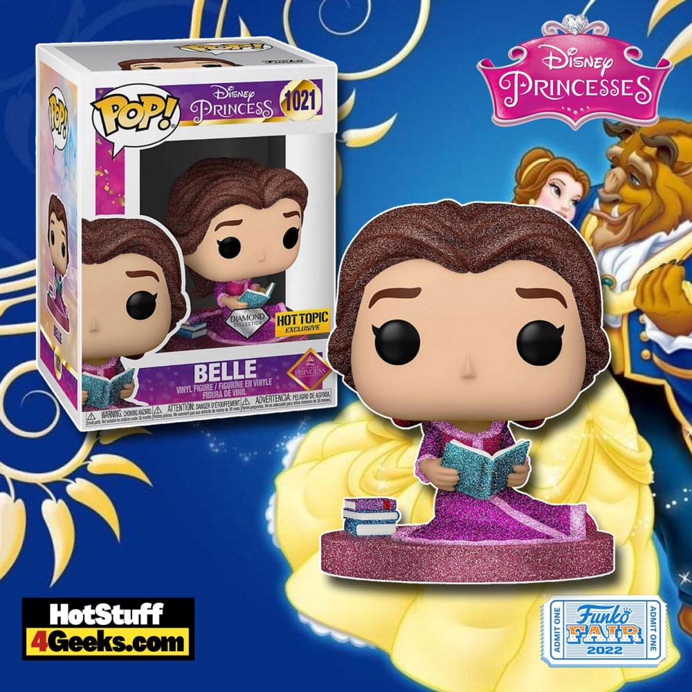 Funko Pop! Disney: The Ultimate Princess: Belle Reading a Book Diamond Glitter Funko Pop! Vinyl Figure - Hot Topic Exclusive