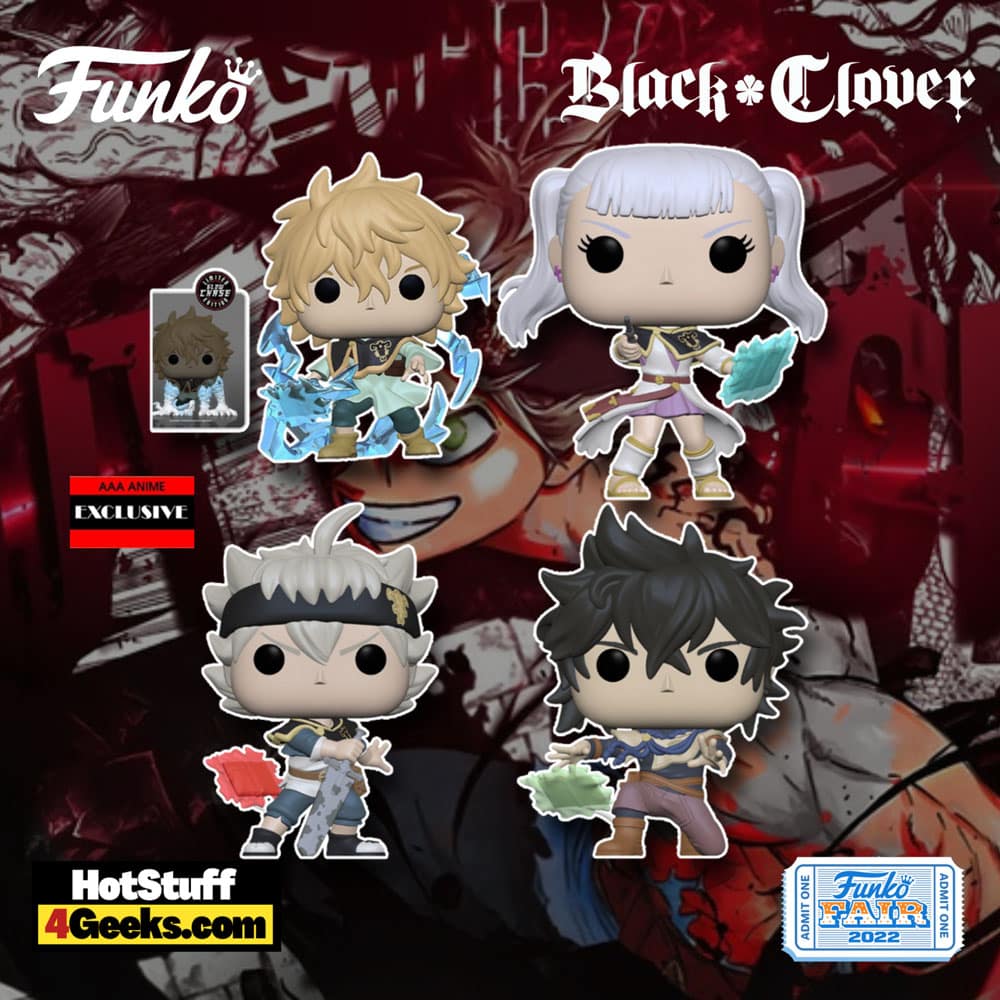 Funko Pop! Animation: Black Clover - Asta, Noelle, Yuno and Luck Voltia (GITD)  Funko Pop! Vinyl Figures - Funko Fair 2022