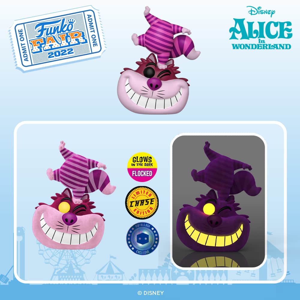 Funko Pop! Disney: Alice in Wonderland - Cheshire Cat Standing on Head With Glow-In-The-Dark (GITD) Flocked Chase Funko Pop! Vinyl Figure - PIAB Exclusive - Funko Fair 2022