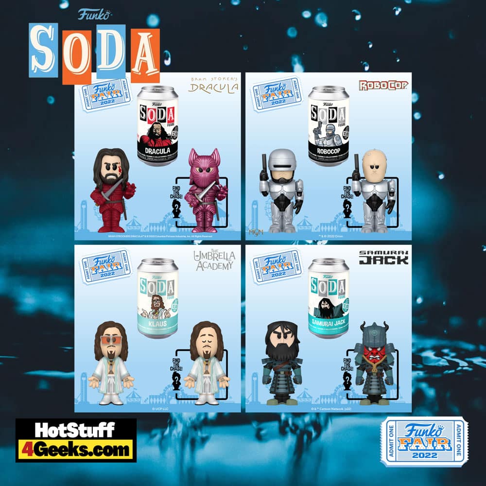 Funko Soda!  Goofy, Robocop, Dracula, Doctor Strange, Cyborg, Klaus, Ricochet Rabbit, Gomez Addams, Armored Jack Funko Vinyl Soda Figures - Funko Fair 2022