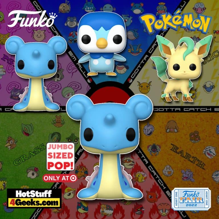 Funko Pop! Games: Pokemon - Piplup, Lapras, Leafeon, Lapras 10-inch Super Sized Funko Pop! Vinyl Figures - Funko Fair 2022