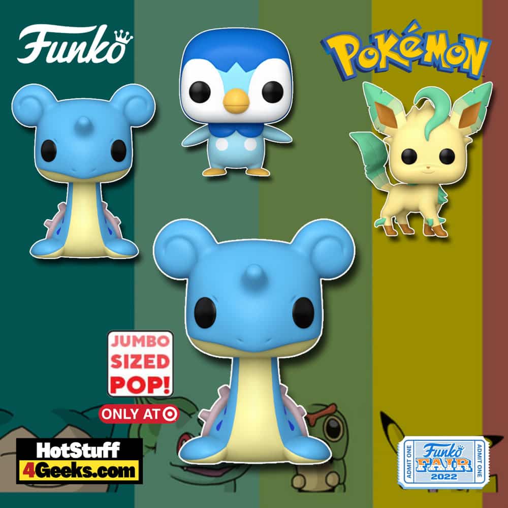 Funko Pop! Games: Pokemon - Piplup, Lapras, Leafeon, Lapras 10-inch Super Sized Funko Pop! Vinyl Figures - Funko Fair 2022