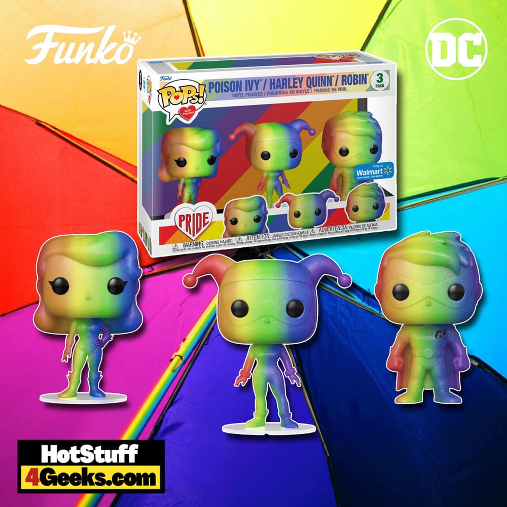 Funko Pop! Heroes: DC Pride - Rainbow Poison Ivy, Harley Quinn, and Robin Pride 3-Pack Funko Pop! Vinyl Figures - Walmart Exclusive