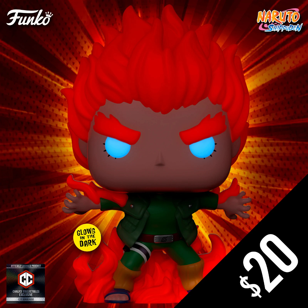 Funko Pop! Naruto Shippuden - Might Guy (Eight Inner Gates) Glow-In-The-Dark (GITD) Funko Pop! Vinyl Figure - Chalice Collectibles Exclusive 