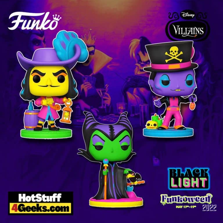 Funko Pop! Disney: Disney Villains – Captain Hook, Maleficent, Dr. Facilier Black Light Funko Pop! Vinyl Figures (Funkoween 2022)