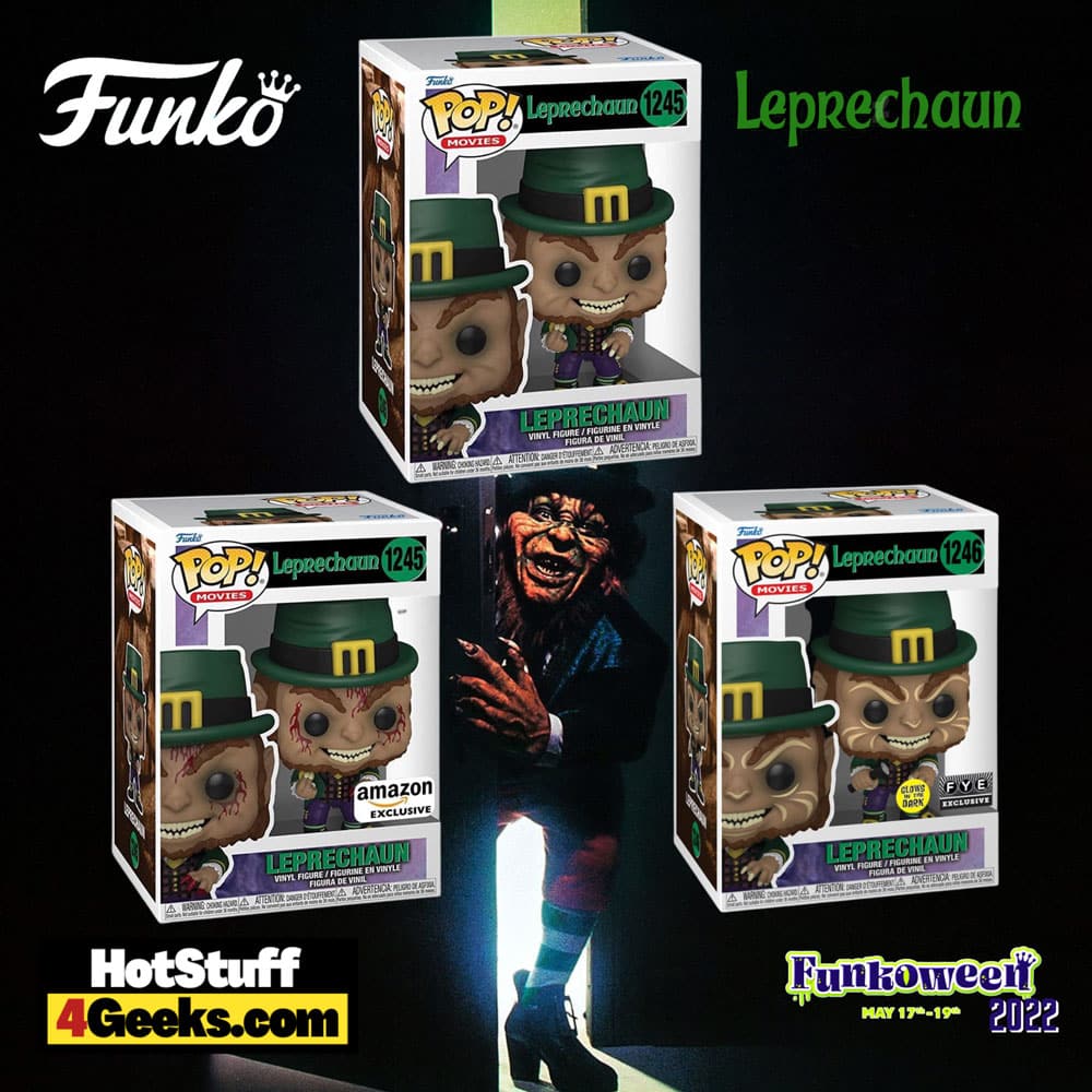 Funko Pop! Movies: Leprechaun - Leprechaun, Leprechaun Bloddy, and Leprechaun With Flashlight GITD Funko Pop! Vinyl Figures (Funkoween 2022)