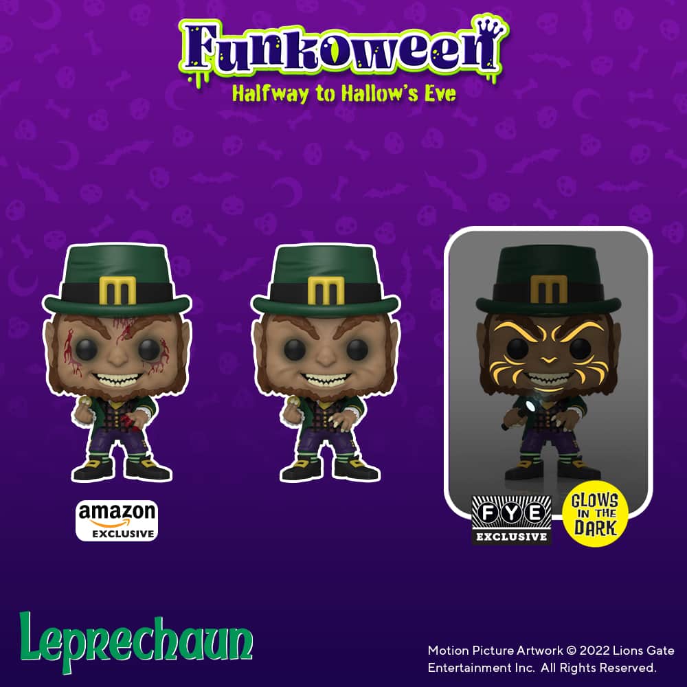 Funko Pop! Movies: Leprechaun - Leprechaun, Leprechaun Bloddy, and Leprechaun With Flashlight GITD Funko Pop! Vinyl Figures (Funkoween 2022)