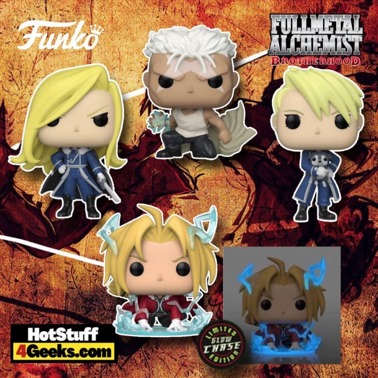 Funko Pop! Animation: Fullmetal Alchemist: Brotherhood - Olivier Armstrong, Riza Hawkeye, Scar, and Edward Elric with Glow-In-The-Dark (GITD) Chase Funko Pop! Vinyl Figures