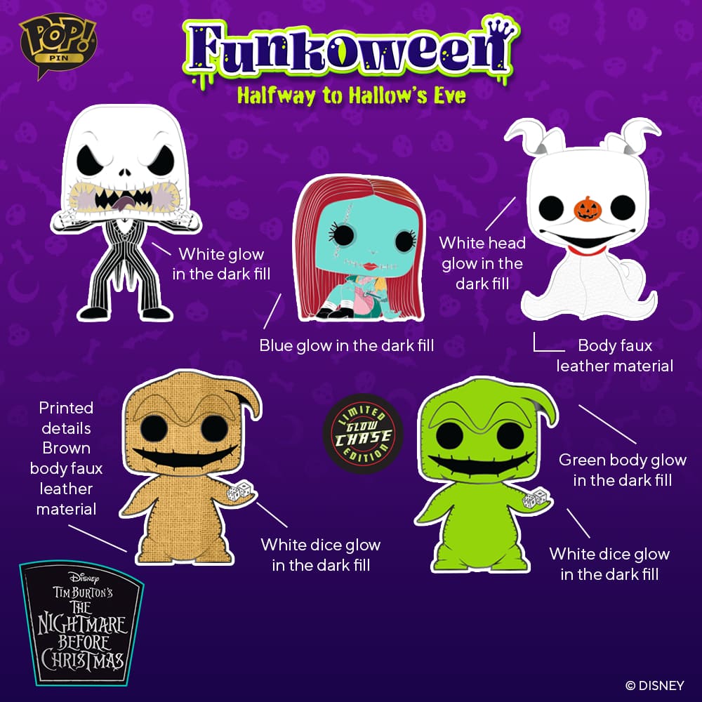 The Nightmare Before Christmas Large Enamel Pop! Pins: - Funkoween 2022