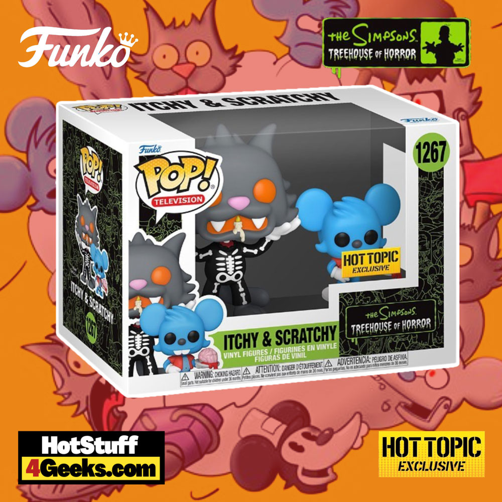 Funko Pop! Television: Simpsons - The Treehouse of Horror - Itchy and Scratchy Skeleton Funko Pop! Vinyl Figures - Hot Topic Exclusive