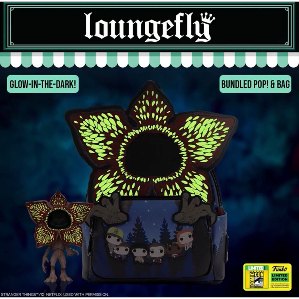 Funko Pop! Television: Stranger Things – Glow in the Dark Demogorgon Funko Pop! Vinyl Figure and Loungefly Mini Backpack – San Diego Comic-Con (SDCC) 2022 and Funko Shop Exclusive