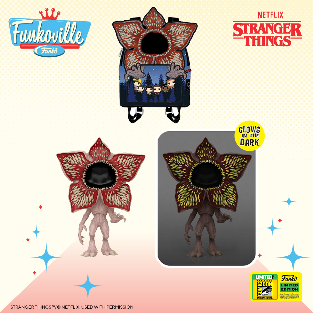 Funko Pop! Television: Stranger Things – Glow in the Dark Demogorgon Funko Pop! Vinyl Figure and Loungefly Mini Backpack – San Diego Comic-Con (SDCC) 2022 and Funko Shop Exclusive