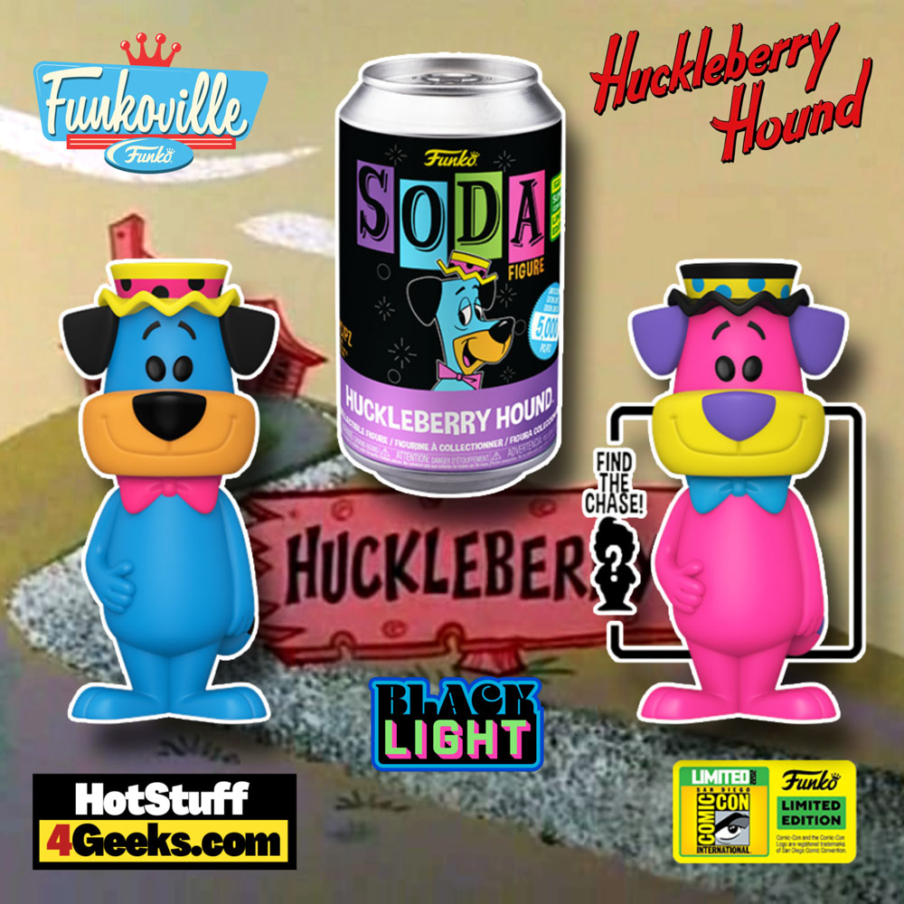 Funko Soda: Hanna Barbara – Huckleberry Hound (Blacklight) Funko Vinyl Soda With Chase Variant – San Diego Comic-Con (SDCC) 2022 and Funko Shop Exclusive