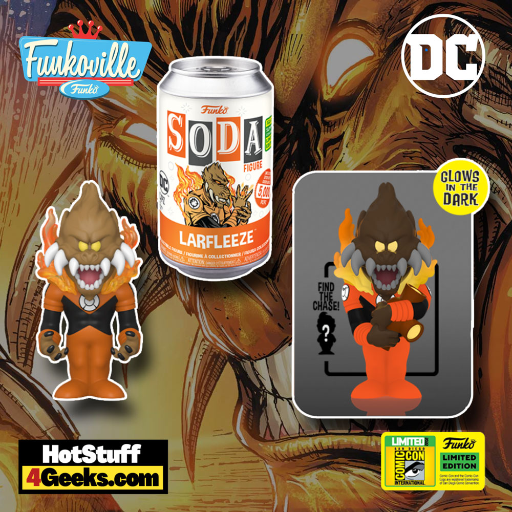 Funko Soda: DC Comics – Larfleeze Funko Vinyl Soda With Glow-In-The-Dark (GITD) Chase Variant – San Diego Comic-Con (SDCC) 2022 and Funko Shop Exclusive