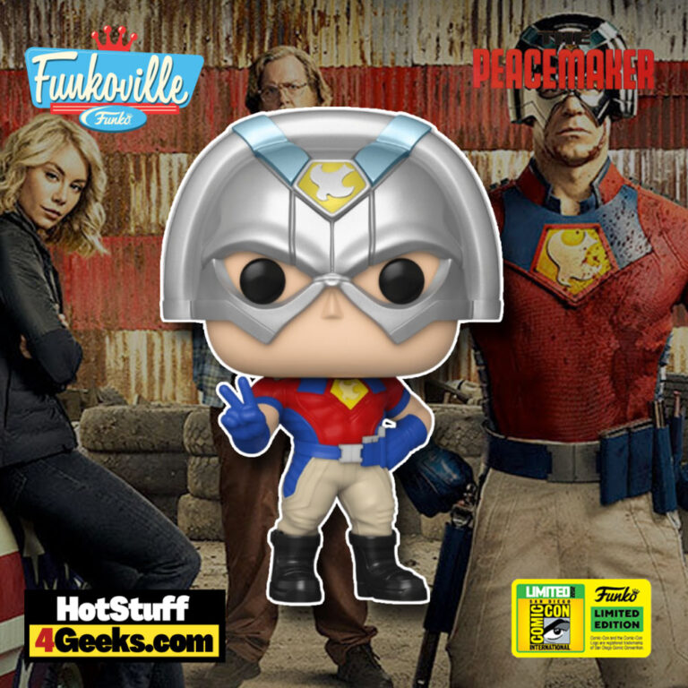 Funko Pop! Television: The Peacemaker – Peacemaker with Peace Sign Funko Pop! Vinyl Figure – San Diego Comic-Con (SDCC) 2022 and Funko Shop Exclusive