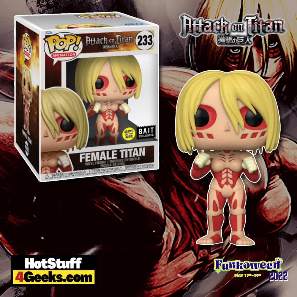 bait exclusive x funko pop attack on titan female titan glow in dark tan