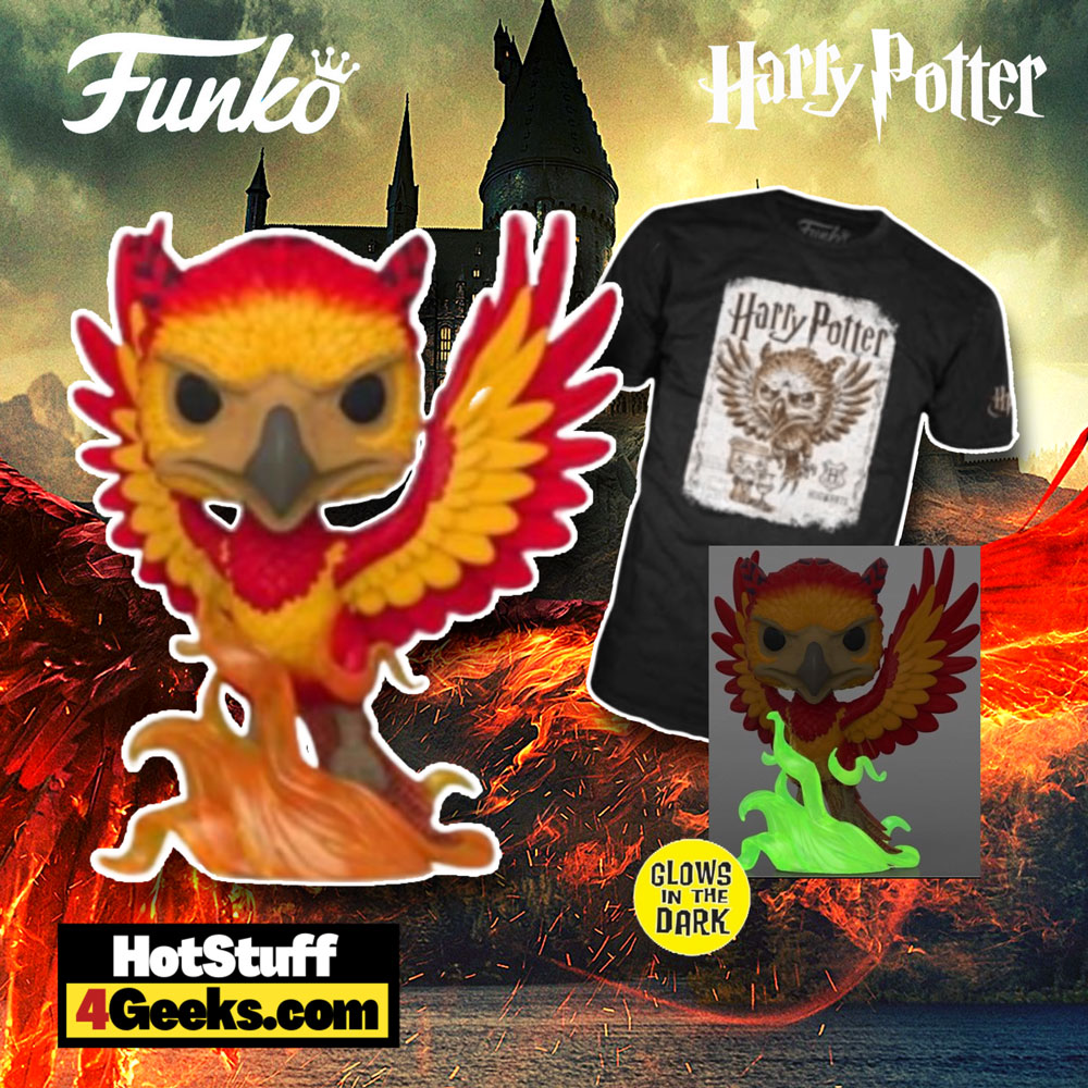 Funko Pop! Tee: Harry Potter - Fawkes the Phoenix Funko Pop! Tee Vinyl Figure Bundle