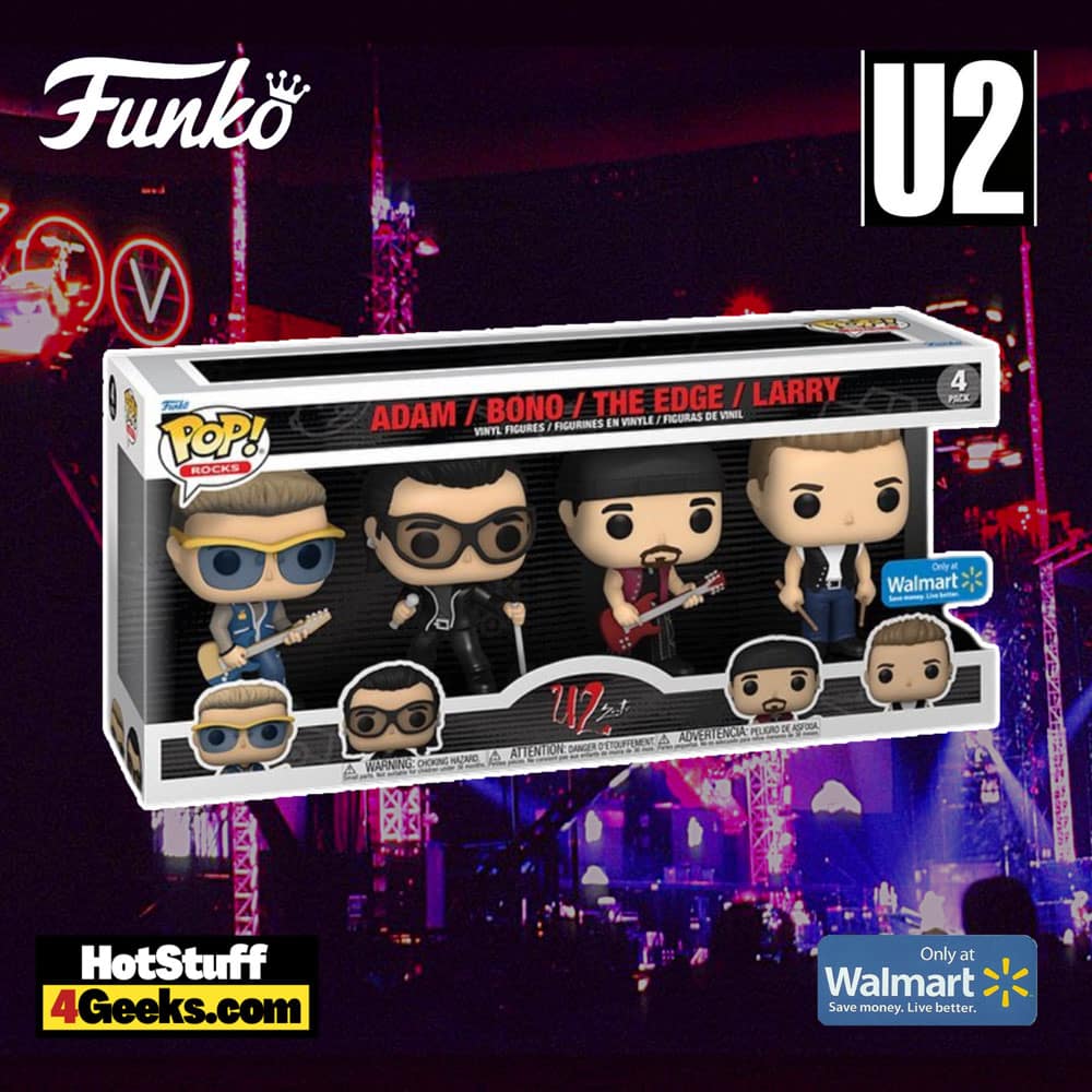 Pop! Rocks: U2 - Zoo TV - Bono, Edge, Adam and Larry 4- pack Funko Pop! Vinyl Figures - Walmart Exclusive