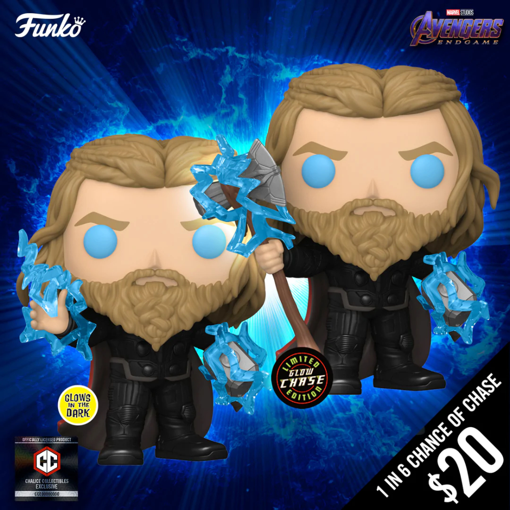 Funko Pop! Avengers Endgame: Thor With Lighting with Glow-In-The-Dark (GITD) Chase Funko Pop! Vinyl figure - Chalice Collectibles Exclusive