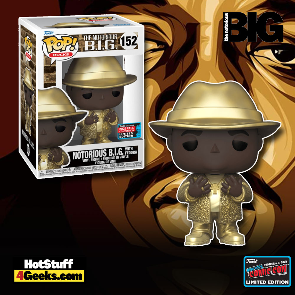 Funko POP! Rocks: The Notorious B.I.G. - Biggie with Golden Suit and Fedora Funko Pop! Vinyl Figure – NYCC 2022 and Funko Shop Exclusive
