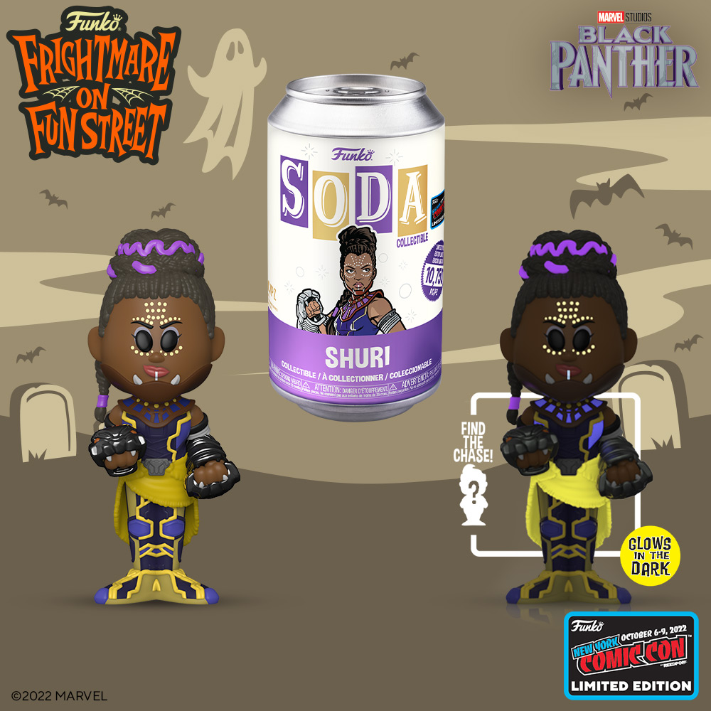 Funko SODA: Black Panther - Shuri Funko SODA Vinyl Figure with Glow In The Dark CHASE – NYCC 2022 and Funko Shop Exclusive