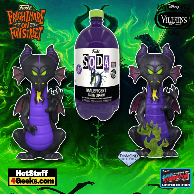 Funko SODA 3-Liter: Disney - Maleficent as The Dragon with Diamond Glitter and Flame CHASE Funko SODA 3-Liter Vinyl Figure – NYCC 2022 and Funko Shop Exclusive