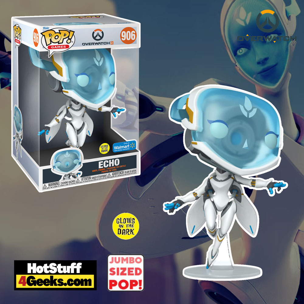 Funko Pop! Games: Overwatch 2 - Echo Glow-In-the-Dark (GITD) 10-inch Jumbo Sized Funko Pop! Vinyl Figure - Walmart Exclusive