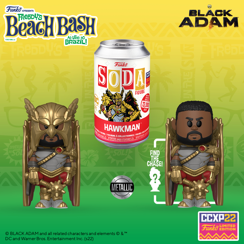 Funko Soda! Black Adam - Hawkman with Metallic CHASE Funko Vinyl Soda Figure – 2022 Comic Con Experience CCXP, 2022 Winter Convention, and Entertainment Earth Exclusive